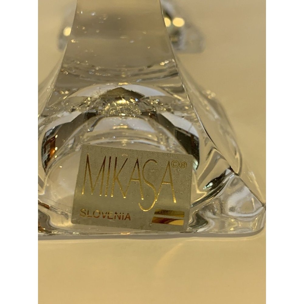 Mikasa Art Deco Crystal Candle Holders 5.5 Inches Slovenia Set Of 2 - Picture 3 of 6